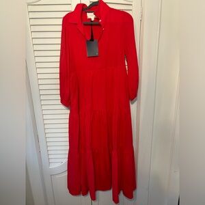 Pomander Place Vibrant Red Tiered Maxi Dress